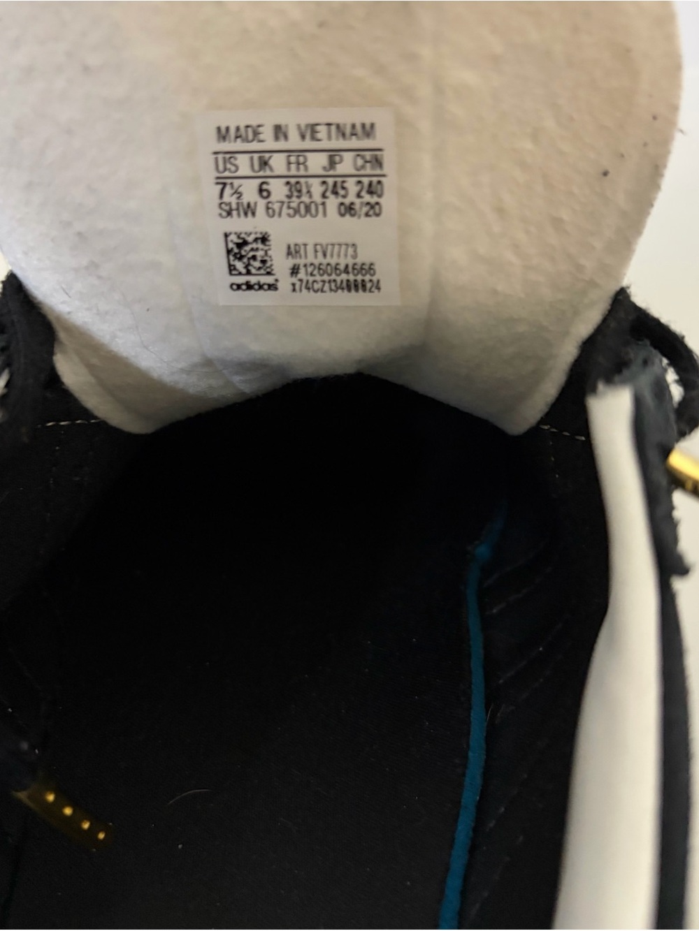 adidas woman Black & White Suede Sneakers with Gold Tongue Badge - Picture 9 of 9